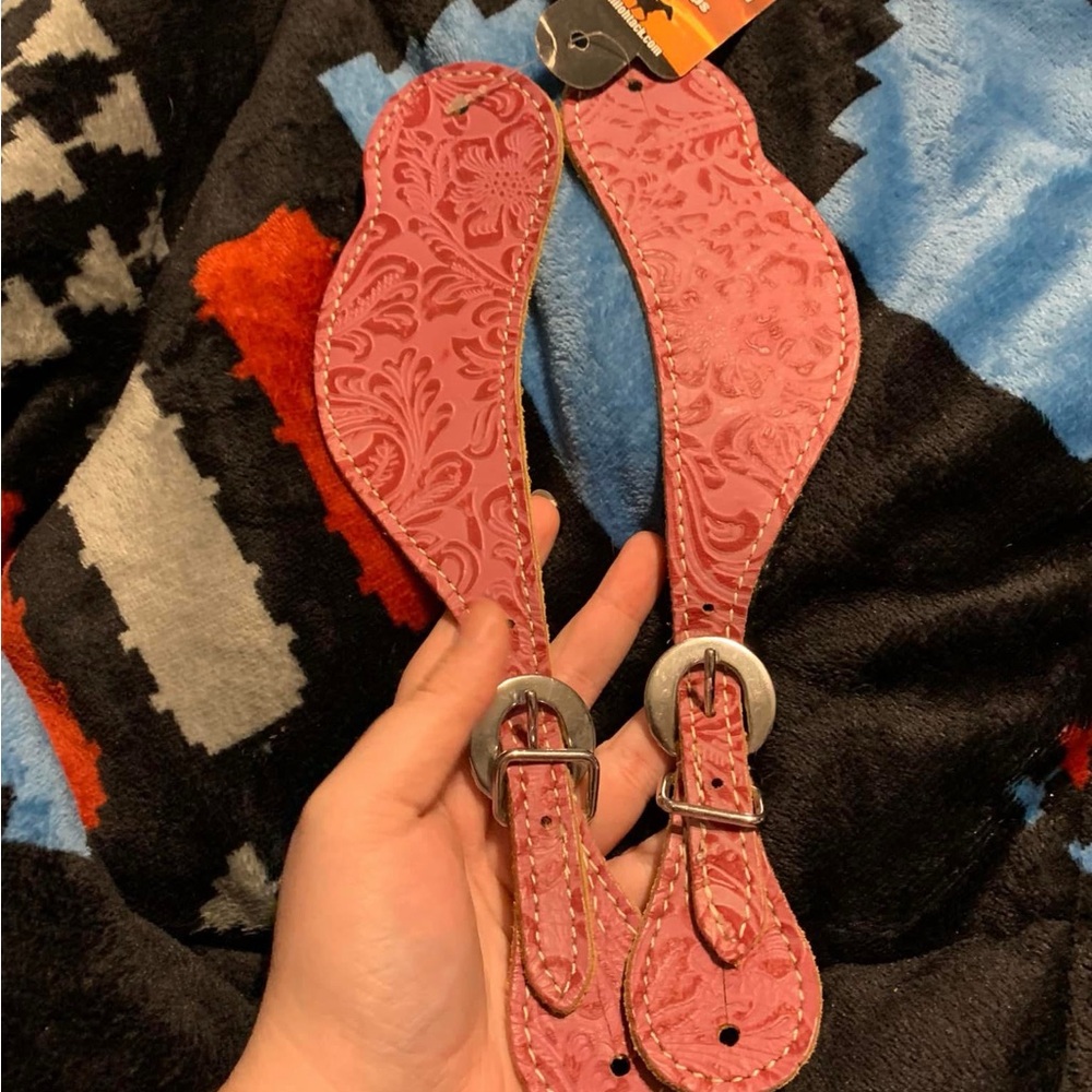 Floral Embossed Pink Spur Straps